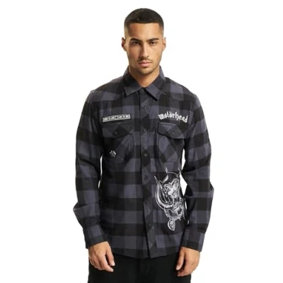 Image of Brandit Men&#039;s Motörhead Checkshirt Black Grey Shirt, M