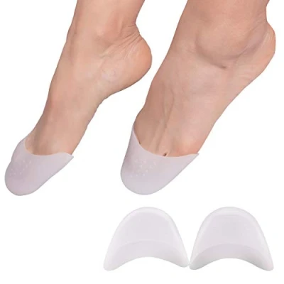 Image of 2 Pairs Soft Silicone Gel Toe Protectors Covers Faireach Caps Metatarsal Pads with Forefoot Cushion Ballet Pointe Dance High Heel Shoe 4 PCS