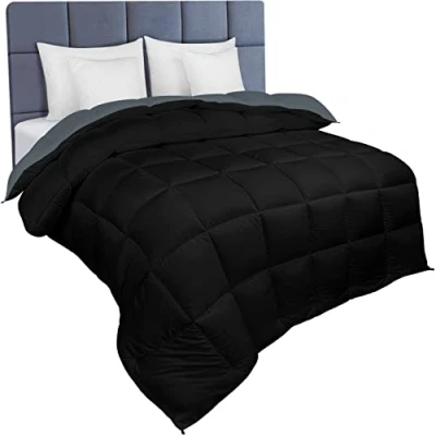 Image of Utopia Bedding Down Alternative Reversible Comforter 10.5 Tog Duvet Insert Microfiber Box Stitched 230 x 260 cm (Super King, Black/Grey)