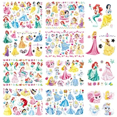 Image of Princess Temporary Tattoos for Kids Girls Women Adult Party Favors Birthday decoration (8 Tattoo Sheets) …