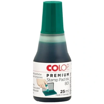 Image of COLOP 801 Green Stamp Pad Ink. Best Refill Ink for Foam and Felt Rubber Pads. Water Based Non Toxic