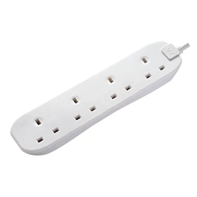 Image of Masterplug Four Socket Extension Lead, 2 Metre, White