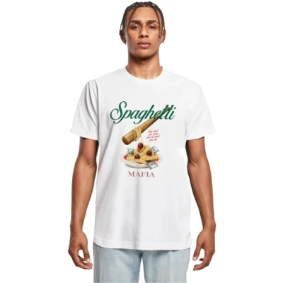 Image of Mister Tee Men&#039;s Mt3165 spaghetti Mafia T Shirt, White, M