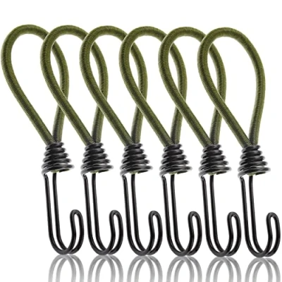 Image of TYFYH 6 Pcs Bungee Cords with Hooks,Elastic Rope Hooks Metal Shock Cord for Outdoor Tying Down Tarpaulins, Motorcycle Transport Locking Load Securing