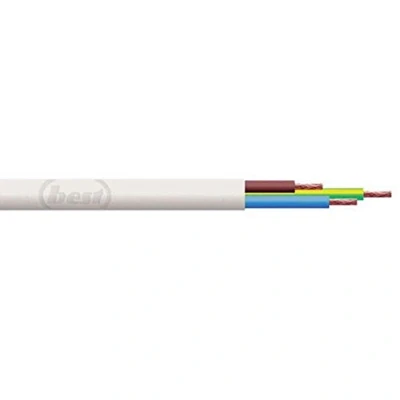 Image of Merriway BH01453 3 Core Round Flex Cable, 2183Y 0.5mm White, 5 Metres (16.5 feet) Meters, m