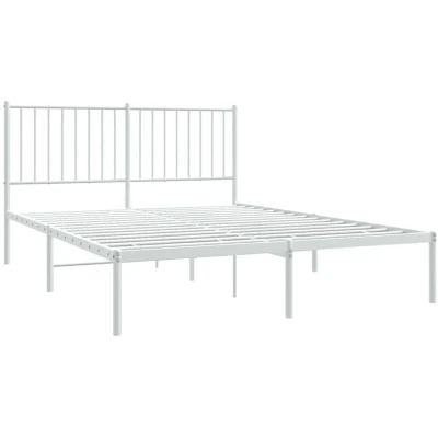 Image of vidaXL Metal Bed Frame without Mattress with Headboard White 140x200cm