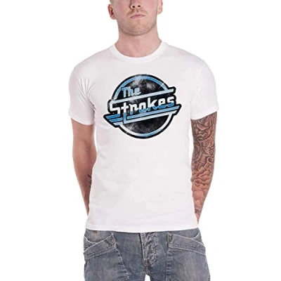 Image of Paradiso Clothing THE Strokes Distressed Magna LOGO Print Tshirt, Size: Medium, White