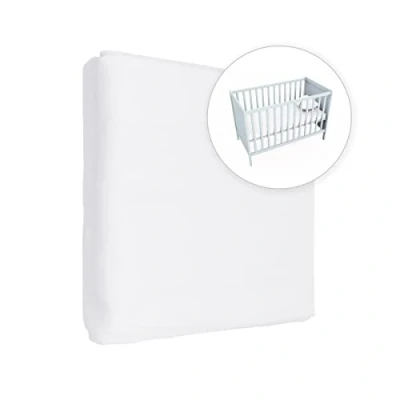 Image of Jersey 100% Cotton Fitted Sheet for 140 x 70 cm Toddler Baby Cot Bed Mattress (White)