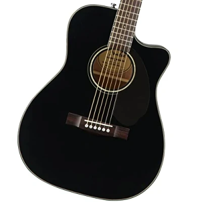 Image of Fender CC 60SCE Concert Acoustic Guitar, Walnut Fingerboard, Black, Comes with Free Virtual Lessons