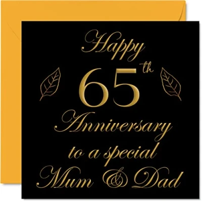 Image of Special Blue Sapphire Anniversary Card for Dad Mum Parents Happy 65th Wedding Cards from Son Daughter Family, 145mm x Greeting Sixty Fifth Anniversaries