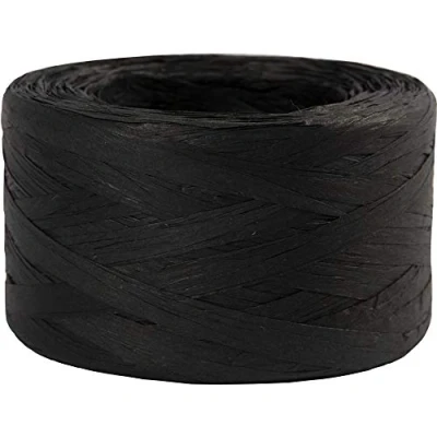 Image of Crafty Capers 100m Black Paper Raffia Ribbon Jumbo Roll Recyclable &amp; Biodegradable