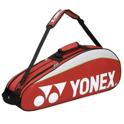 Image of YONEX Badminton Bag Racket for Tennis, &amp; Squash Racquets. Blue, Black, Red, Yellow, Pink and Green. Bag, Holds up to 6 Racquets + 3 Side Pockets Shoe Compartment.