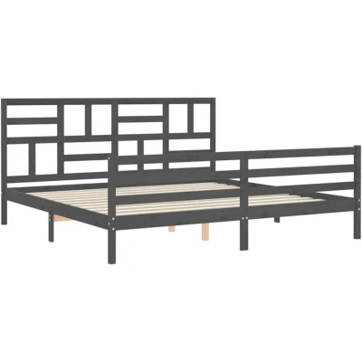 Image of vidaXL Bed Frame without Mattress Grey 200x200 cm Solid Wood Pine