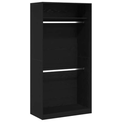Image of vidaXL Wardrobe Set 2 Black Oak Engineered Wood Storage Cabinets, Bedroom Furniture 100x50x200cm