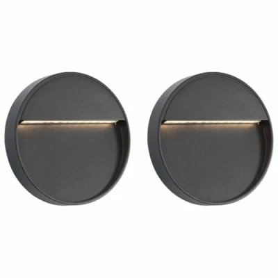Image of vidaXL Outdoor LED Wall Lights 2 pcs Modern 3W Die cast Aluminium Lighting with Opal PC Diffuser Round Black Exterior Lamps for Garden, Terrace Weather Proof IP54 Rating, Easy Installation