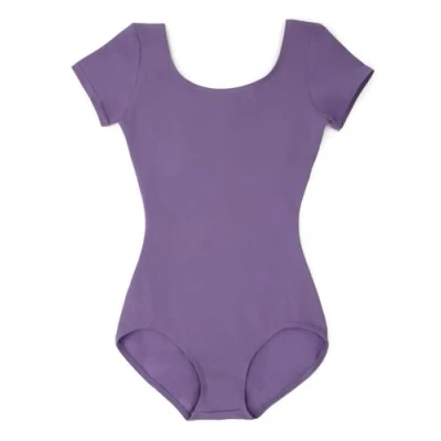 Image of Capezio Women&#039;s Cotton Classic Short Sleeve Leotard, Dark Lavender, XS