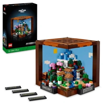 Image of LEGO Minecraft The Crafting Table Model Kit for Adults to Build, Biome Set with 8 Characters Including Steve, Alex and Mobs, 15 Year Anniversary Gamer Gift Men, Women, Him or Her 21265