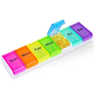 Image of Alyvisun Pill Box 7 Day 1 Times a Day, Travel Daily Organiser Weekly Tablet Organiser, Large Pillbox Portable Case Dispenser for Work, White