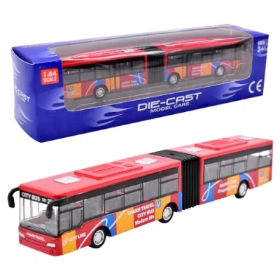 Image of Bus Toy Car, Model Inertia Cars Pull Back Vehicle Toys City Car for Kids Alloy Diecast Vehicles Gifts Birthday Gift Party Favors, Red