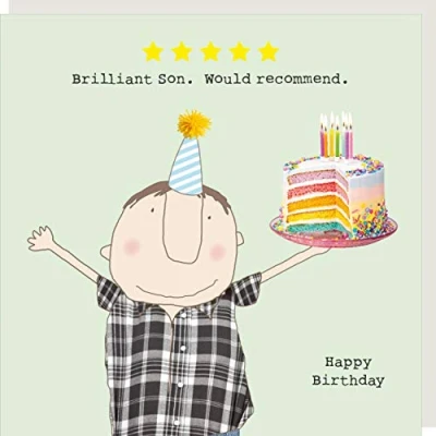 Image of Rosie Made A Thing Five Star Son Birthday Card Humour Greeting Cards FSR04