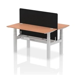 Image of Air B2B 1400x600mm Adjustable 2P Bench Desk CP Beech/Silver + Screen