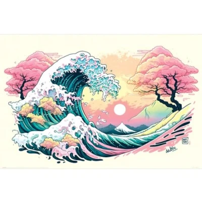 Image of Pyramid International Wave Collection (Pastel Wave) Maxi Poster, 61cm x 91cm, One Size
