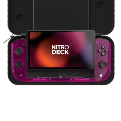 Image of CRKD Nitro Deck Limited Edition with Carry Case Professional Handheld Zero Stick Drift for Nintendo Switch and OLED (Crystal Pink Crystal Collection)