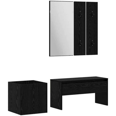 Image of vidaXL Hallway Furniture Set Black Oak Engineered Wood