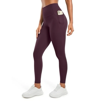 Image of CRZ Yoga Women&#039;s Butterluxe 28&#039;&#039; Gym Leggings with Pockets High Waisted Workout Buttery Soft Deep Purple 8