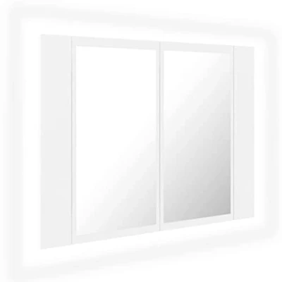 Image of vidaXL LED Bathroom Mirror Cabinet Indoor Washroom Vanity Wall Furniture Frame Unit Storage Chipboard with RGB Light 60x12x45 cm White