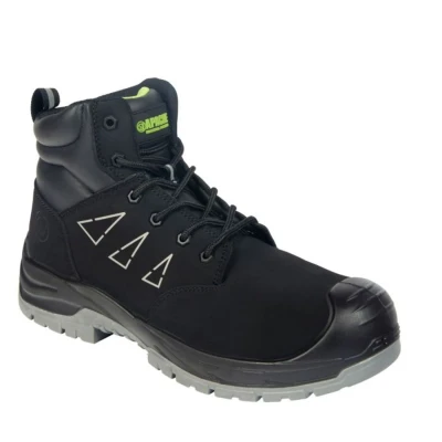 Image of Apache Mens Work Boots Armstrong Water Resistant Safety Boot Black UK Size 15 100% Non Metallic PU Comfort Insole GRS Recycled Suede Leather S3L SC LG FO SR Ratings