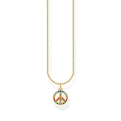Image of Thomas Sabo Women Necklace Peace with Colourful Stones Gold 925 Sterling Silver, 18K Yellow Plating KE2175 488 7