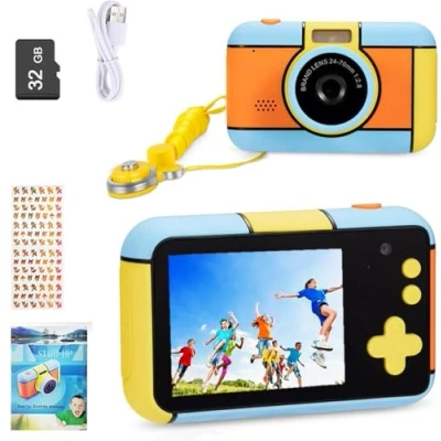 Image of YunLone Kids Digital Camera Selfie for Children 3 10 Years 1080P FHD Video Cam with 2.4 LCD, 32GB Card, 4X Zoom, Filters, Gift Boys Girls 4 5 6 7 8 9