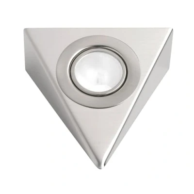 Image of Leyton Lighting 20w 12v halogen triangle downlight under shelf light stainless steel