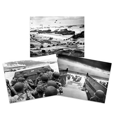 Image of War WWII USA Troops Landing Omaha D Day 75th Anniversary Wall Art Print Large Poster Home Decor Premium Pack of 3 18X24 inch