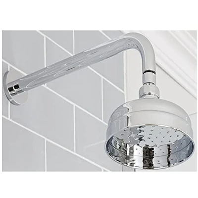 Image of Milano Elizabeth Traditional 155mm Round Apron Rainfall Shower Head with Wall Mounted Arm Chrome