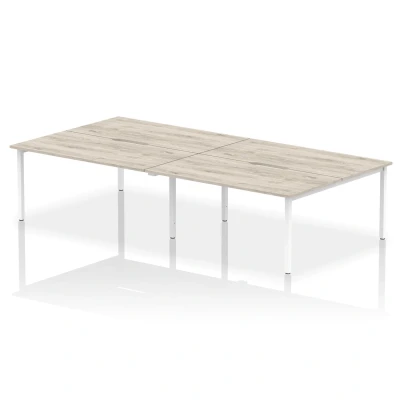 Image of Evolve Plus 1600mm B2B 4 Person Desk Grey Oak Top White Frame