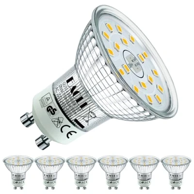 Image of EACLL GU10 LED Bulbs Neutral White 4000K 4.9W Equivalent 75W Halogen, Pack of 6, 585 Lumens AC 230V Flicker Free Spot Light, Wide Beam Angle 120, Non Dimmable Energy Saveing Reflector Lamp