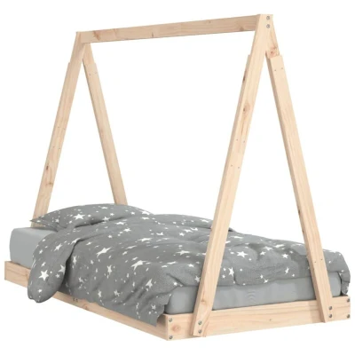 Image of vidaXL Kids Bed Frame Solid Pinewood 80x160 cm Brown Tipi Style Low Ground Design for Safety Suitable Children Aged 4+