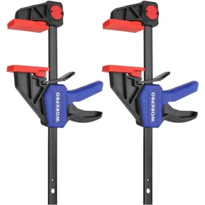 Image of WORKPRO 150mm Ratchet Bar Clamp Set, 285mm Spreader, Quick Release and One Handed Clamp, Ideal for Woodworking DIY Projects, 2 Pack