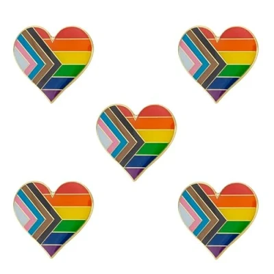 Image of Progress Heart Shape Pride Badge Lapel Pin Brooch 5pcs