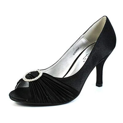 Image of Lunar Womens Sienna Peep Toe Heels 4 UK Black