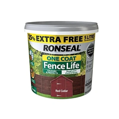 Image of Ronseal RSLFLRCN4LAV One Coat Fence Life Red Cedar New 4 Litre +25%
