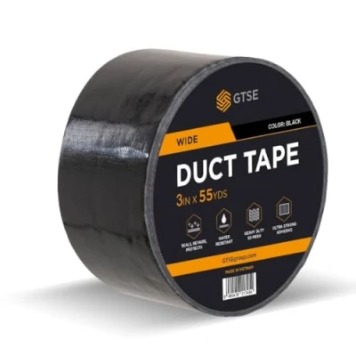Image of GTSE Wide Black Duct Tape, 75mm x 50m, 3 Waterproof Strong Adhesive Gaffer Tape for Patching, Sealing, Securing Cables and Labelling, Heavy Duty One Roll