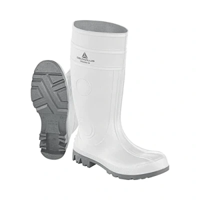 Image of DELTA PLUS Men&#039;s Organo S4 SRA Safety Wellington Boots Slip Resistant Color: White Grey Size: 10 Industrial UK