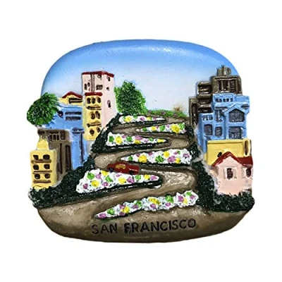 Image of Wedare Lombard Street San Francisco USA 3D Refrigerator Magnet Travel Sticker Souvenirs Collection,Home &amp; Kitchen Decoration,USA Fridge from China