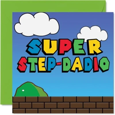 Image of Birthday Cards for Step Dad Super Dadio Funny Happy Card from Son Daughter, Father’s Day Father, 145mm x Joke Greeting Men Him
