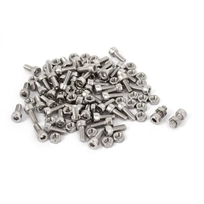 Image of sourcingmap M4x10mm Hex Socket Head Knurled Cap Screws Bolts Nuts Set 50Pcs