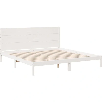 Image of vidaXL Extra Long Bed Frame without Mattress White 200x220 cm Solid Wood
