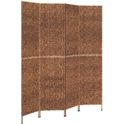 Image of vidaXL Room Divider 4 Panel Brown 163x180 cm Water Hyacinth